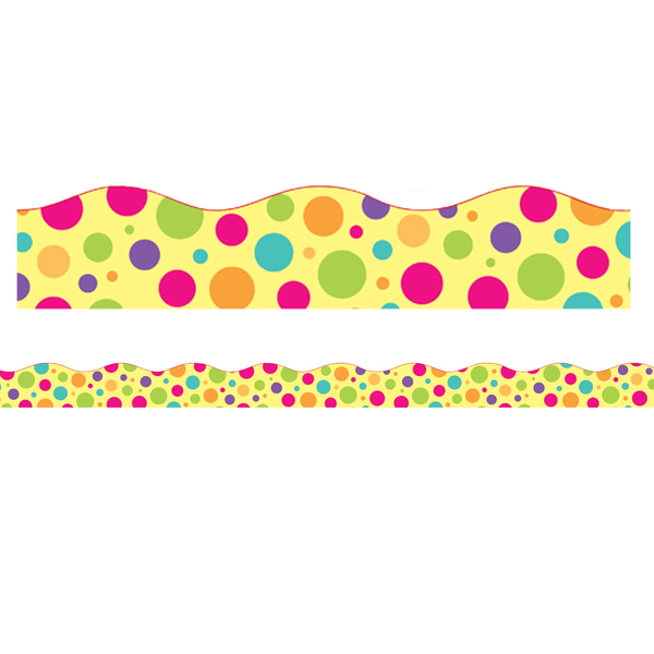 Charles Leonard Magnetic Border-Trim, Scallop Cut, Colorful Dot Theme, 24 Feet/Pack, PK2 28201